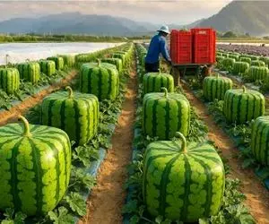 کشاورزی نوین؛ تکنیک‌های پرورش و برداشت هندوانه‌های مکعبی جهان برای کسب درآمد بیشتر