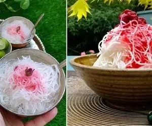 طرز تهیه فالوده شیرازی با نشاسته در خانه / دسر خنک و خوشمزه با بهترین دستور