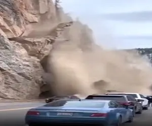 معماری طبیعت؛ کوه یهویی ریخت یه عالم ماشین زیر سنگ و خاکش دفن شدن ولی دست بردار نیست