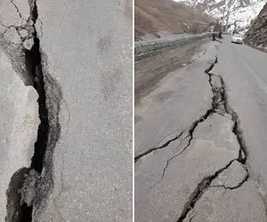 (عکس) رانش بی سابقه زمین جاده چالوس را بست!