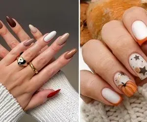 طراحی ناخن مربع پاییزی از ساده تا جذاب ترین / ژلیش های ترند 1403 با زیبایی تمام عیار