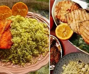 طرز تهیه سبزی پلو با ماهی سالمون / همراه با بهترین روش مزه دار کردن ماهی