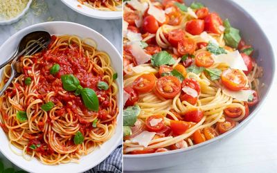 اسپاگتی با سس گوجه و ریحان که وقت خوردنش باید حواست به انگشتات باشه / طرز تهیه راحت