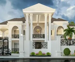 خانه‌های لوکس؛ یارو یه عمارت ساخته با سبک مدیترانه‌ ای توش زمین بسکتبال داره