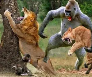 جنگ حیات وحش/ گوریل های وحشی همه چی گربه های بزرگ رو غارت کردند