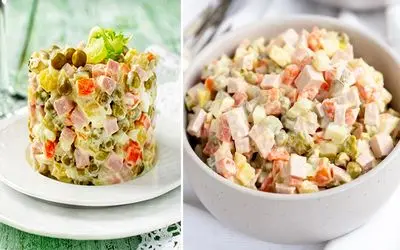 طرز تهیه سالاد سیب زمینی روسی / این سالاد خوشمزه جون میده برای شب های گرم