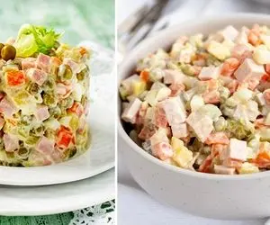 طرز تهیه سالاد سیب زمینی روسی / این سالاد خوشمزه جون میده برای شب های گرم