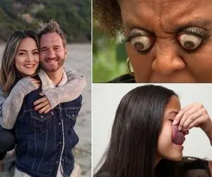 عجایب خلقتی ببین در این عالم؛ از دختر خوشگل دراااز زبان تا مردی که کمر پایین ندارد!