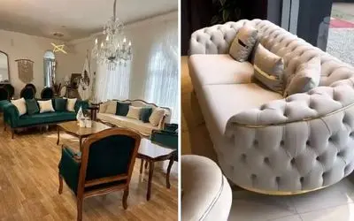 رنگ مبلمان خانه ثروتمندان؛ شما این رنگ مبل رو تو بیابون بی آب و علفم بذاری قصر میشه