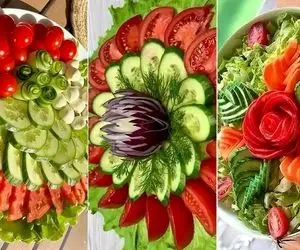 ایده چیدمان و دیزاین سالاد کاهو برای ضیافت های خاص و اعیونی؛ سفره رنگ و لعاب دار شیک