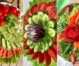 ایده چیدمان و دیزاین سالاد کاهو برای ضیافت های خاص و اعیونی؛ سفره رنگ و لعاب دار شیک