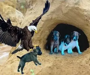 شکار حیات وحش/ شکار توله سگ های کوچک توسط عقاب تیزبین سگا از ترس حتی صداشون در نمیاد