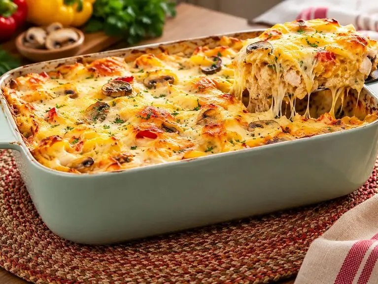 طرز تهیه گراتن مرغ مکزیکی؛ غذای پنیری جذاب و خوشمزه