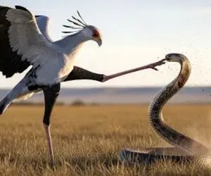 بر مدار وحش؛ مار ندانست پرنده کاراته کاره دخلش آمد