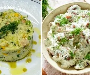 طرز تهیه سالاد سیب زمینی و شوید / خیلی سریع و راحت یه شام بی نظیر آماده کن