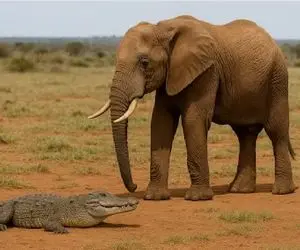 مستند حیات وحش؛ تمساح احمق بهای حمله به فیل پیر با جانش داد