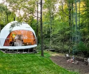 معماری خلاقانه؛ وسط جنگل با برزنت خونه گرد نقلی ساخته با تمام امکانات خرس نخورتش