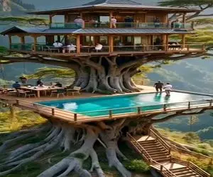 معماری خلاقانه؛ رو درخت هزار ریشه خونه ساختن رو تنه اش در مخفی زدن هر کسی نره بالا