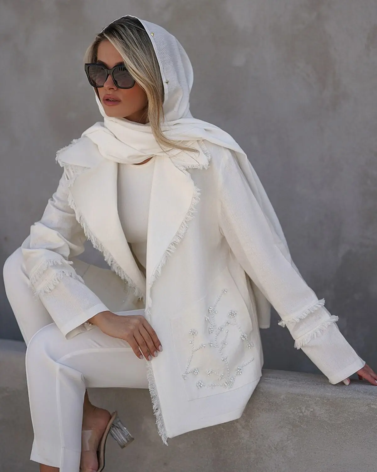مانتو سفید آبی
