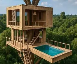 معماری خلاقانه؛ خونه ساختن از نقاشی بچگیاشون رو درخت رویاشون حقیقی بشه