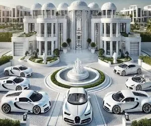 معماری خلاقانه؛ ویلا ساخته اعیونی با پله های شاهانه با طبقات حامل استخر و جکوزی