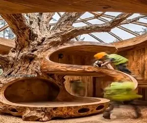 معماری خلاقانه؛ درخت رو نبریدن به جاش وسطش تخت دو طبقه ساختن ته قشنگیه مگه میشه