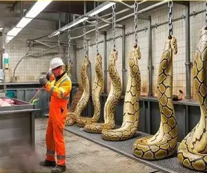 فرآوری مار؛ چگونه پیتون غول یک شبه به گاو شیرده تبدیل می‌شود