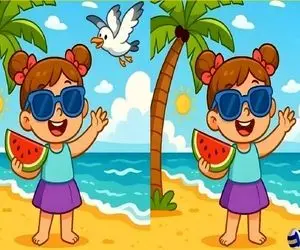 بازی فکری؛ نتونی 3 تا تفاوت آشکار دختری در ساحل رو بگی چشاتو به دکتر نشون بده