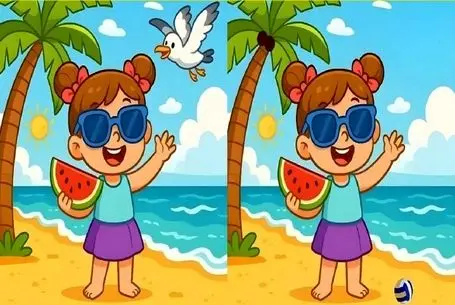 بازی فکری؛ نتونی 3 تا تفاوت آشکار دختری در ساحل رو بگی چشاتو به دکتر نشون بده