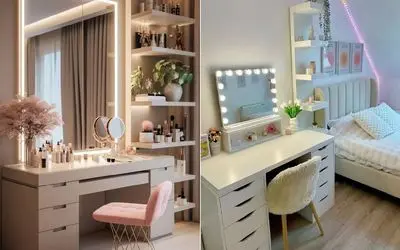 میز آرایش مناسب برای اتاق کوچک/ با یه حرکت خفن اتاقت شبیه اتاق میکاپ بی تی اس میشه