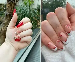 طراحی ژلیش ناخن گیلاسی / هوای داغ خوبیم داره میتونی دستاتو خوگشلاسیون قرمز کنی