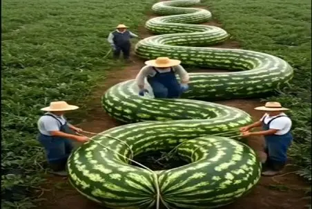 کشاورزی نوین؛ هندونه طویل و دراز مفتولی پرورش دادن عین خر تو گل موندن چطور جابجاش کنن