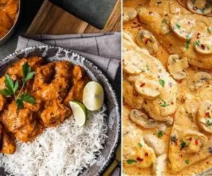 طرز تهیه کاری مرغ و قارچ / یه خورشت لذیذ هندی که در کنار کته طعم بهشتی داره