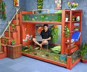 ابلهانه های جذاب؛ تخت آقاهه هم تخته هم آکواریوم یعنی میخوابه زیرش ماهی ها شنا میکنن