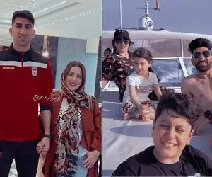 علیرضا بیرانوند و زنش در خوشگذرانی که حسابی گرمه؛ خانوم چه حرصی خورد سر شوخی هوادارا