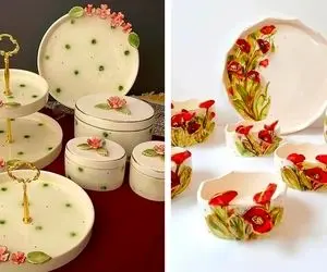 سرویس ظروف گلدار شیک و فوق مجلسی؛ هرچی غذا پختی به کنار خوشگلی این ظرفا محشره رو میز