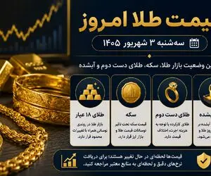 قیمت طلا امروز سه شنبه 3 شهریور 1405 / طلای دست دوم و آبشده چند؟