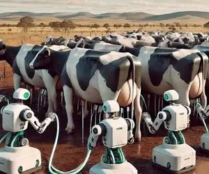 گاو های که ربات شیر شون می دوشه؛ این گاوها عادت کردن به ربات ها که بیان و بدوشن شون