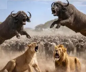 مستند حیات وحش؛ شیر؛ بوفالو