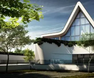 ویلای برادر بزرگتر خانه ای اعیونی با سقفی به شکل چتر / بنایی الهام گرفته شده از کشتی