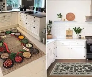 خوشگلترین فرش برای آشپزخانه / ازونا که عکس سیر و سماق دارن نخری الان فرش مدرن باب شده