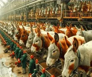 فرآوری خر؛ خر مستهلک رو میندازن تو چرخ گوشت اقتصادی برا پارو کردن پول مواد نو