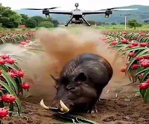 کشاورزی نوین؛ گراز دستبرد زده به مزرعه رو با پهباد از راه دور زدن