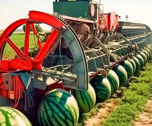 کشاورزی نوین؛ با تجهیزات به روز هندونه کاشت و برداشت میکنن دو نفری نمیتونن حملش کنن