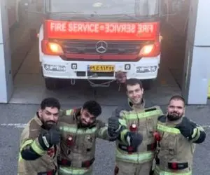 آواز حماسی؛ شوالیه آتشنشان ها قبل از شروع عملیات با آهنگ به به عجب یلییه شنا میزنن