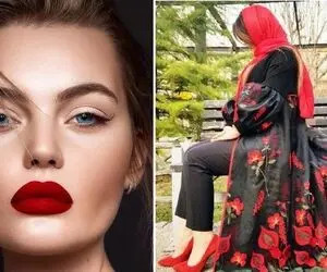 مانتو مشکی با این رنگ رُژ لب یه ترکیب خوشگل و چشمگیر؛ کجا چه رنگی بزنیم!