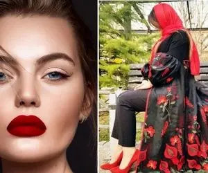 مانتو مشکی با این رنگ رُژ لب یه ترکیب خوشگل و چشمگیر؛ کجا چه رنگی بزنیم!