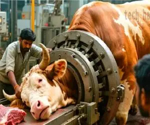فرآوری گاو؛ تولید گوشت با ابزارات پیشرفته و مدرن برای ذبح بی درد گاو