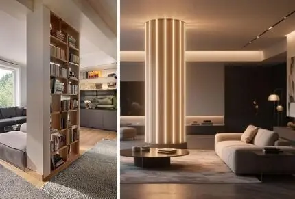 تزیین ستون هال، پذیرایی یا آشپزخانه؛ از ایده های چشمگیر تا ساده مناسب دکور مینیمال