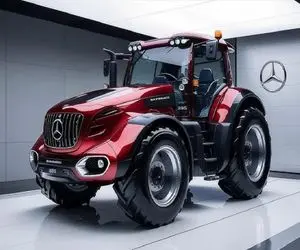 ماشین لوکس؛ چرخ عاج دار هیولایی تراکتور رو با چرم گاو نر ساختن اندازه کامیون شده